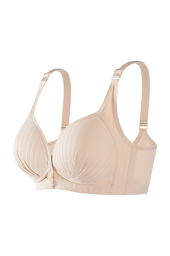 Secure Fit Bra for Women Wireless Soft Cup Bra Bralette Lift and Support Push-Up Bra Maternity Nursing Bra Anti-Sagging Bra Breathable Everyday Bras Front Clousure Cleavage Bra Beige M
