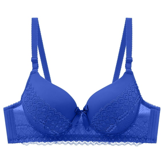 AINIYS Secure Fit Bra for Women Wireless Thin Fabric Bralettes Cleavage Bra Bralette Soft Cup Bra Breathable Everyday Bras Lift and Support Push-Up Bra Blue 40