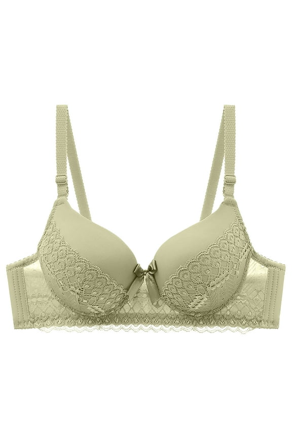 Secure Fit Bra for Women Wireless Thin Fabric Bralettes Cleavage Bra Bralette Soft Cup Bra Breathable Everyday Bras Lift and Support Push-Up Bra Green 36