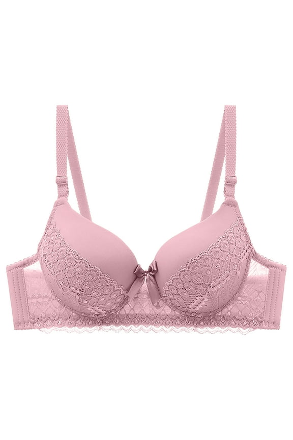 Secure Fit Bra for Women Wireless Thin Fabric Bralettes Cleavage Bra Bralette Soft Cup Bra Breathable Everyday Bras Lift and Support Push-Up Bra Pink 38