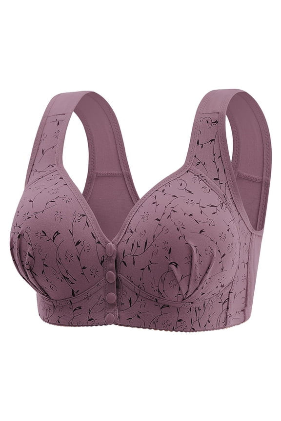 Secure Fit Bra for Women Wireless Front Closure Bralette Soft Cup Bra Breathable Everyday Bras Plus Size Armpit Fat Control Bra Purple 48
