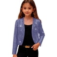 thumbnail image 1 of AINIYS Sequin Long Sleeve Casual Jacket Girls Cardigan Soft Comfortable Party Dance Performance Outerwear for Kids Spring Summer Winter Fashionable Top Blue 4 Years, 1 of 9
