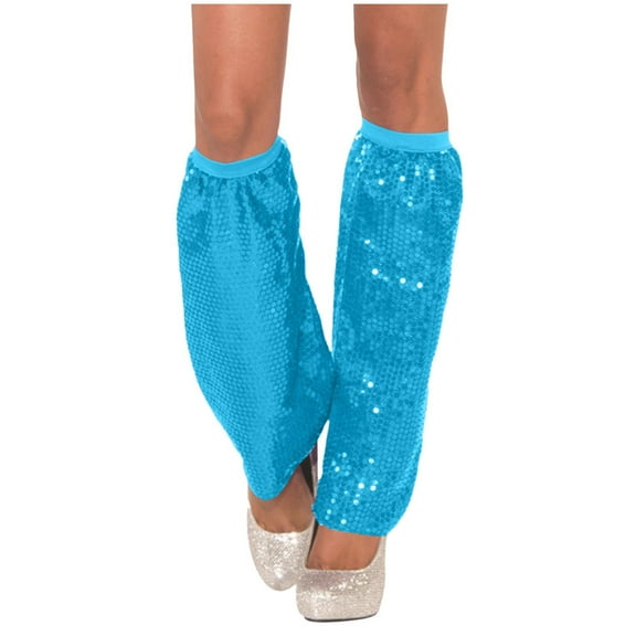 AINIYS Sequins Leg Warmers Sparkle Leg Sleeves Leg Socks Leg Warmers Dance Accessories for Women Girls Light Blue