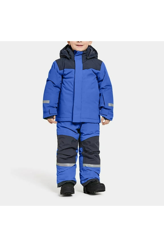 Snow Suits Kids Girls Boys One Pieces Snowsuits Ski Suits Jumpsuits Snowboard Winter Jumpsuit Warm Jackets with Hood Blue 4 Years