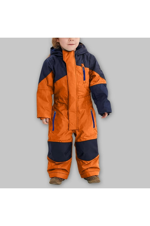 Snow Suits Kids Girls Boys One Pieces Snowsuits Ski Suits Jumpsuits Snowboard Winter Jumpsuit Warm Jackets with Hood Orange 1 Years