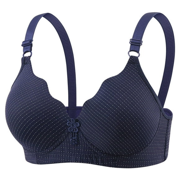 AINIYS Soft Cup Bra Secure Fit Bra for Women Wireless Bralette Breathable Everyday Bras Lace Cleavage Bra Plus Size Lift and Support Push-Up Bra Blue M