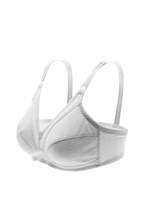 Soft Cup Bra Secure Fit Bra for Women Wireless Wide Straps Thin Fabric Bralettes Breathable Everyday Bras Bralette Cotton Blend Senior Bra White M