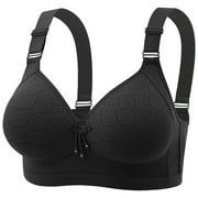 AINIYS Soft Cup Bra Secure Fit Bra for Women Wireless Bralette Thin Fabric Bralettes Plus Size Breathable Everyday Bras Black 42/95