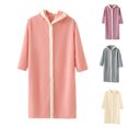thumbnail image 1 of AINIYS Soft Fleece Bathrobe Hooded Absorbent Robe for Ages 3-10 Stylish Homewear for Daily Use and Travel Cozy Loungewear Absorbent Towel Pink Free Size, 1 of 10