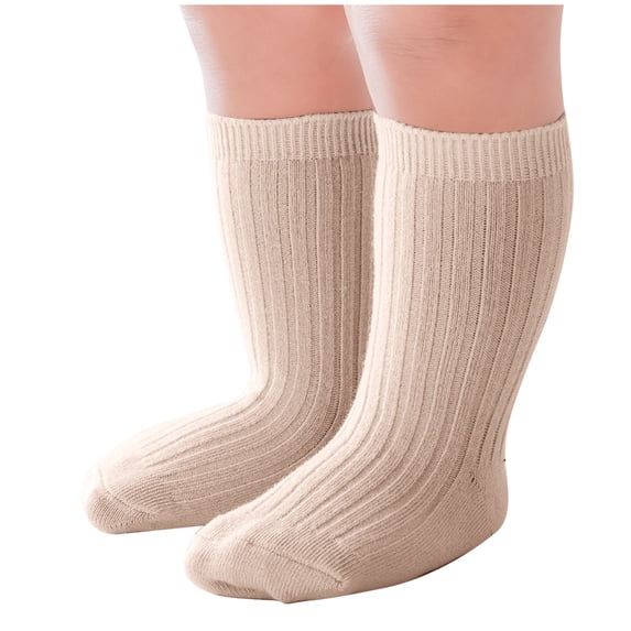 AINIYS Solid Mid Length Tube Socks for Boys and Girls Sweat Absorbing Odor Proof Comfortable Design Easy to Clean for Daily Wear and Special Kids' Socks Khaki 1-2Years