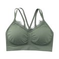 thumbnail image 1 of AINIYS Sports Yoga Bra Cross Strap & Stretchy Smocked Back Floral Lace Wide Straps Bralette Breathable Everyday Bras Secure Fit Bra for Women Green Free Size, 1 of 3