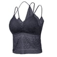 thumbnail image 1 of AINIYS Strappy Cami Padded Lace Bralette Cross Strap & Stretchy Smocked Back Crochet Bra Crop Top Longline Bra Breathable Everyday Bras Secure Fit Bra for Women Sports Yoga Bra Bralette Black L, 1 of 3
