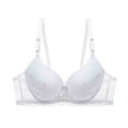thumbnail image 1 of AINIYS Thin Fabric Bralettes Push-Up Bra Underwire Floral Lace Cleavage Bra Bralette Breathable Everyday Bras Secure Fit Bra for Women Lift and Support Push-Up Bra White 40, 1 of 3