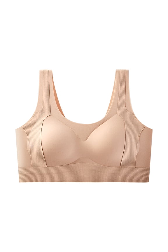 Thin Fabric Bralettes Seamless Soft Cup Bra Wireless Plus Size Bralette Cleavage Bra Secure Fit Bra for Women Lift and Support Push-Up Bra Breathable Everyday Bras Khaki L