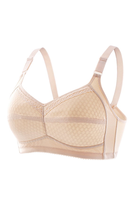 Thin Fabric Bralettes Soft Cup Bra Wireless Secure Fit Bra for Women Plus Size Bralette Breathable Everyday Bras Beige 95B