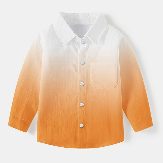 AINIYS Toddle Casual Loose School Uniform Button Down Vintage Fall and Spring Shirts Gradient Color Shacket Jacket Tops for Boys Long Sleeve 2 Years Girls Kids Fashion Clothes Collared Blouse