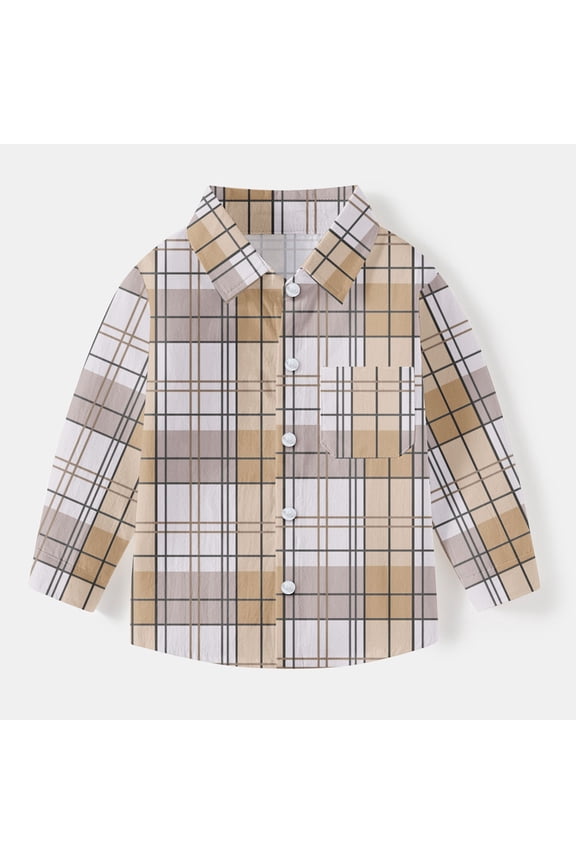Toddle Collared Blouse Plaid Shacket Jacket Vintage Fall and Spring Shirts Kids Fashion Clothes Button Down Casual Loose School Uniform Tops for Boys Long Sleeve 3 Years Girls