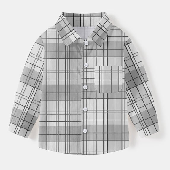 AINIYS Toddle Plaid Shacket Jacket Kids Fashion Clothes Casual Loose School Uniform Tops for Boys Long Sleeve Button Down Vintage Fall and Spring Shirts Collared Blouse 2 Years Girls