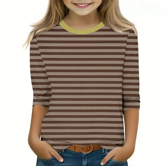 AINIYS Toddle Striped Kids Fashion Clothes T-Shirts for Boys Long Sleeve 3 Years Girls Basic Tees Round Neck Casual Loose Pullover Vintage Fall and Spring Sweatshirt