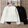 thumbnail image 1 of AINIYS Little Girl Sweater Cardigans Long Sleeve Crewneck Button Closure Solid Lace Tops Coat Black 5 Years, 1 of 8