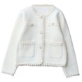 thumbnail image 1 of AINIYS Little Girl Sweater Cardigans Long Sleeve Crewneck Button Closure Solid Lace Tops Coat White 11 Years, 1 of 9