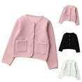 thumbnail image 1 of AINIYS Little Girls Crewneck Cardigan Sweaters Long Sleeve Kids Solid Button Knit Tops Outwear with Pocket Black 5 Years, 1 of 9