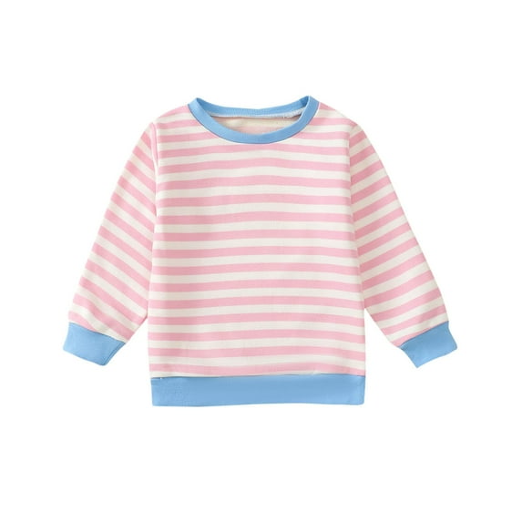AINIYS Toddler Striped Sweatshirt Oversized Long Sleeve Rainbow Shirt Crewneck Pullover Tops Baby Girl Boy Fall Clothes