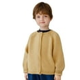 thumbnail image 1 of AINIYS Little Sweaters Kids Boys Girls Cardigan Sweatshirt Button Up Knit Solid Long Sleeve Crewneck Jacket Fall Tops Yellow 3 Years, 1 of 5