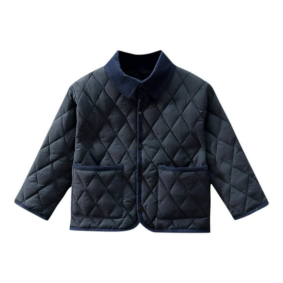 AINIYS Toddlers Quilted Lightweight Jackets Casual Long Sleeve Lapel Button up Puffer Coat with Pockets for baby Black 5 Years