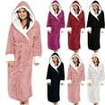 thumbnail image 1 of AINIYS Unisex Long Sleeve Hooded Bathrobe Soft Flannel Robe Warm Winter Lounge Coat with Pockets for Casual Home Relaxing Black M, 1 of 6