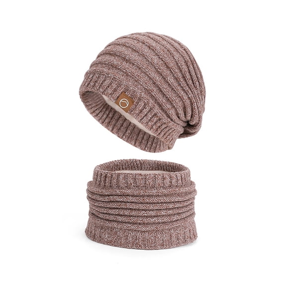 AINIYS Warm Knitted Hat Scarf Set Fleece Thickened Ear-Protecting Super Soft for Women Outdoor Sports Skiing Cycling Running Winter Coffee