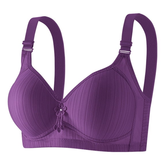 AINIYS Wide Straps Soft Cup Bra Wireless Bralette Breathable Everyday Bras Plus Size Armpit Fat Control Bra Secure Fit Bra for Women Purple 38