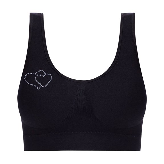 AINIYS Wide Straps Sports Yoga Bra Bralette Wireless Seamless Soft Cup Bra Women's Cleavage Bra Lift and Support Push-Up Bra No Underwire T-Shirt Bra Breathable Everyday Bras Black XXL