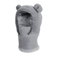 thumbnail image 1 of AINIYS Winter Children Knit Hat Ear Protection Scarf Set Soft Breathable Adjustable Outdoor Sunscreen Accessory Travel Cute Design Gray 6-13 Years, 1 of 3