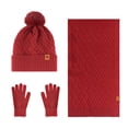 thumbnail image 1 of AINIYS Winter Warm Wool Hat Scarf Gloves Set Double Layer Thick Knitted Windproof Ear Protection Casual Fashion Accessory for Women Daily Use Outdoor Activities Red Free Size, 1 of 5