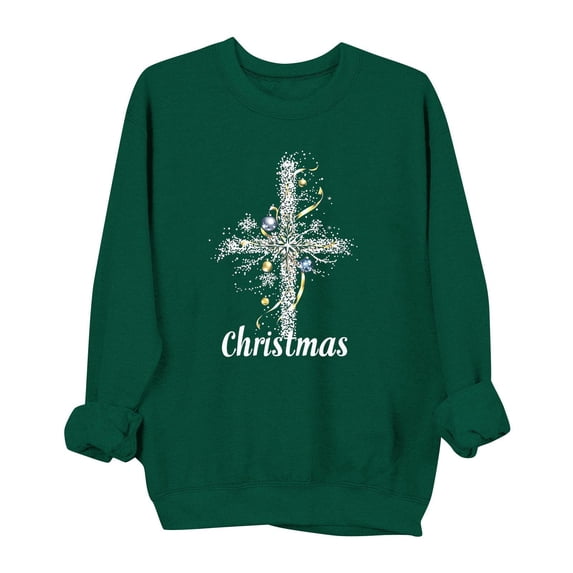 AINIYS Women Christian Sweatshirt Crewneck Long Sleeve Printed Sweatshirt Casual Basic Pullover Beige Pullover for Women _i L