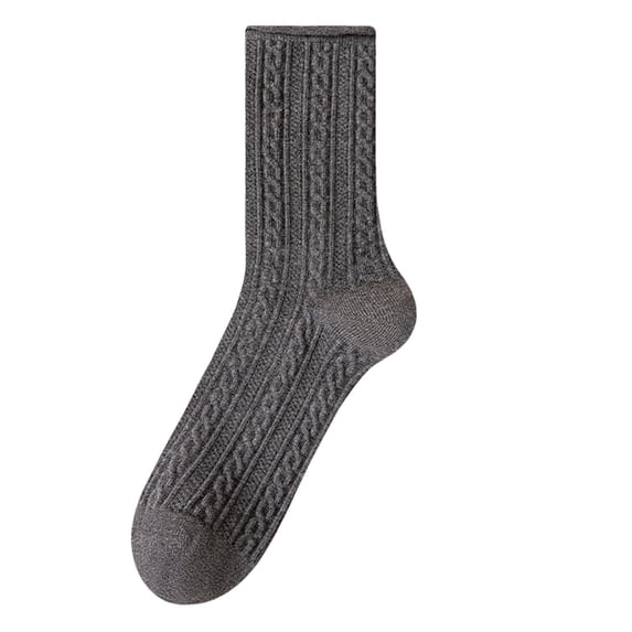 AINIYS Women Cozy Soft Socks Solid Color Flully Warm Socks Knit Long Cotton Frilly Socks Fall Winter Dark Gray Free Size