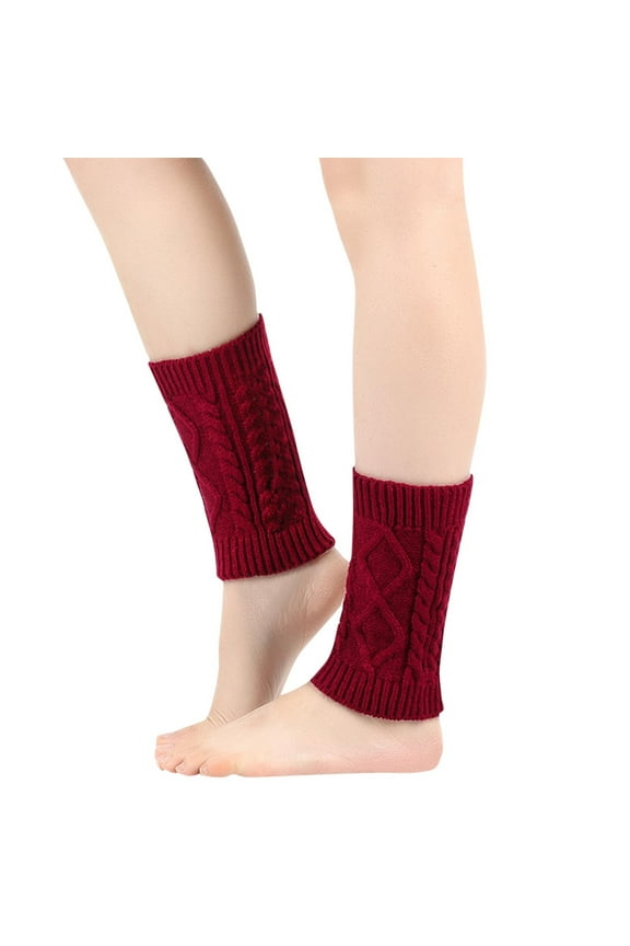 Women Knit Leg Warmers Boot Cuffs Topper Socks Short Leg Warmers Short Boots Socks Warm and comfortable Wine Free Size
