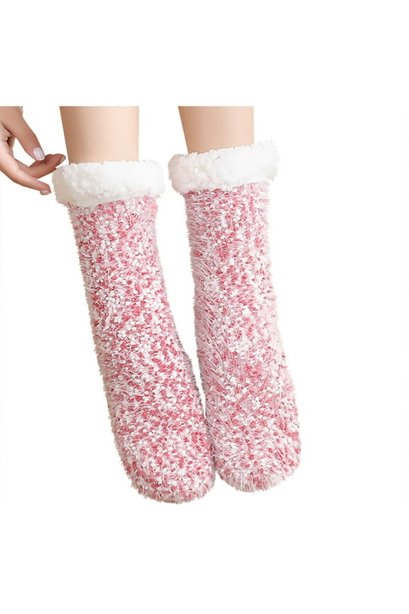 Women Slipper Fuzzy Socks Fluffy Cozy Cabin Warm Winter Soft Thick Comfy Fleece Home Socks Pink Free Size