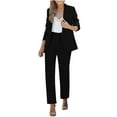 thumbnail image 1 of AINIYS Women Suits 2 Piece Set Business Casual Suit Blazer Jacket and Wide Leg Pant Formal Business Outfits Black L, 1 of 8