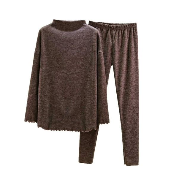 AINIYS Women Two Piece Outfits Oversized Turtleneck Knit Pullover Sweater Top and Pants Loungewear Set Fall Outfits Coffee M