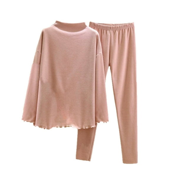 AINIYS Women Two Piece Outfits Oversized Turtleneck Knit Pullover Sweater Top and Pants Loungewear Set Fall Outfits Pink M
