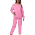 thumbnail image 1 of AINIYS Women's 2 Piece Outfits Set Crewneck Pullover drawstring waist Pants Solid Color Sweatsuit Loungewear Fall Clothes Pink XL, 1 of 6