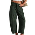 thumbnail image 1 of AINIYS Women's Corduroy Pants Barrel Mid-Rise Elastic Waist Solid Pants Casual Wide Leg Baggy Trouser with Pockets Green M, 1 of 6