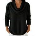 thumbnail image 1 of AINIYS Women's Cowl Neck Rib-Knit Sweater Elegant Cozy Layering Daily Office Wear Blouse Black S, 1 of 7
