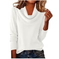 thumbnail image 1 of AINIYS Women's Cowl Neck Rib-Knit Sweater Elegant Cozy Layering Daily Office Wear Blouse White M, 1 of 9