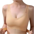 thumbnail image 1 of AINIYS Women's Front Closure Seamless Plus Size Easy Off Bra with Wide Straps Sports Yoga Bra Anti-Sagging Bra Wireless Lift and Support Push-Up Bra Breathable Everyday Bras Cleavage Bra Beige M, 1 of 8