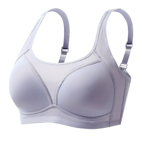 AINIYS Women's Gathered Full-Cup Soft Cup Sports Lift and Support Push-Up Bra Embroidery Wireless Adjustable Straps Lightly Padded Bra Anti-Sagging Bra Breathable s Workout Bra Dark Gray XXXL