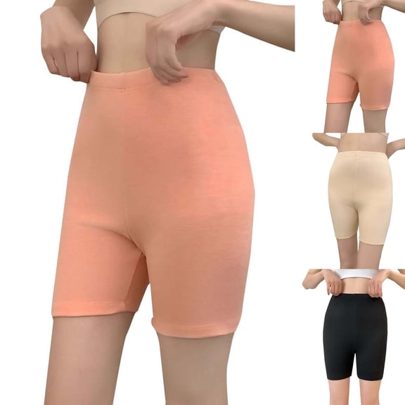 AINIYS Women's High Waisted Biker Shorts Elastic Waist Pants for Under Dresses Daily Beige XL