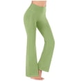 thumbnail image 1 of AINIYS Women's High-Waisted Flare Yoga Pants with Pockets Stretchable Functional Trousers for Fitness Daily Wear Dance Activities Green S, 1 of 6